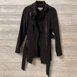 MICHAEL KORS Women's Black Asymmetrical Jacket With Hood Size Medium